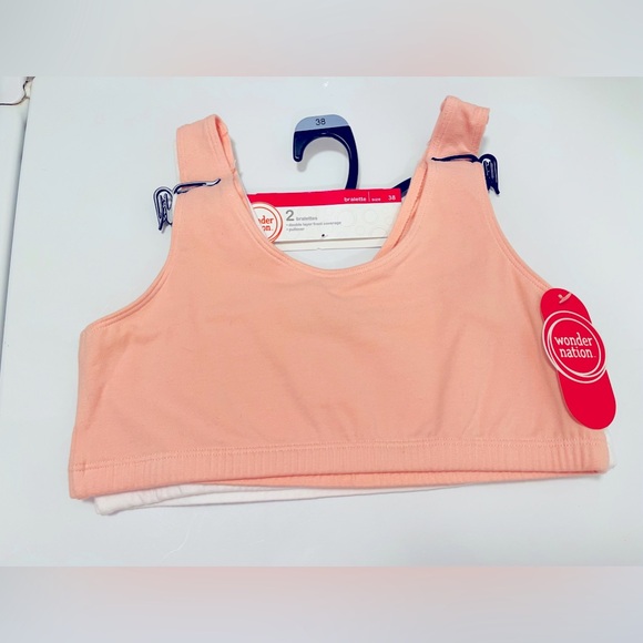 2-pack cotton NWT beginner sport bras, Rose / white, 1pc straps r NOT adjustable - Picture 2 of 15